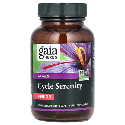 Gaia Herbs, Women, Cycle Serenity, Period, 60 Vegan Liquid Phyto-Caps