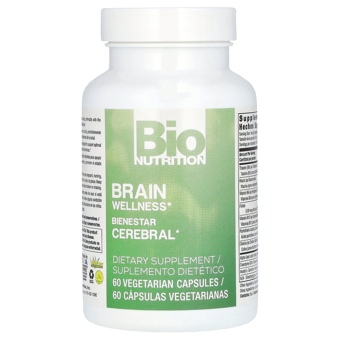 Bio Nutrition, Brain Wellness, 60 Vegetarian Capsules