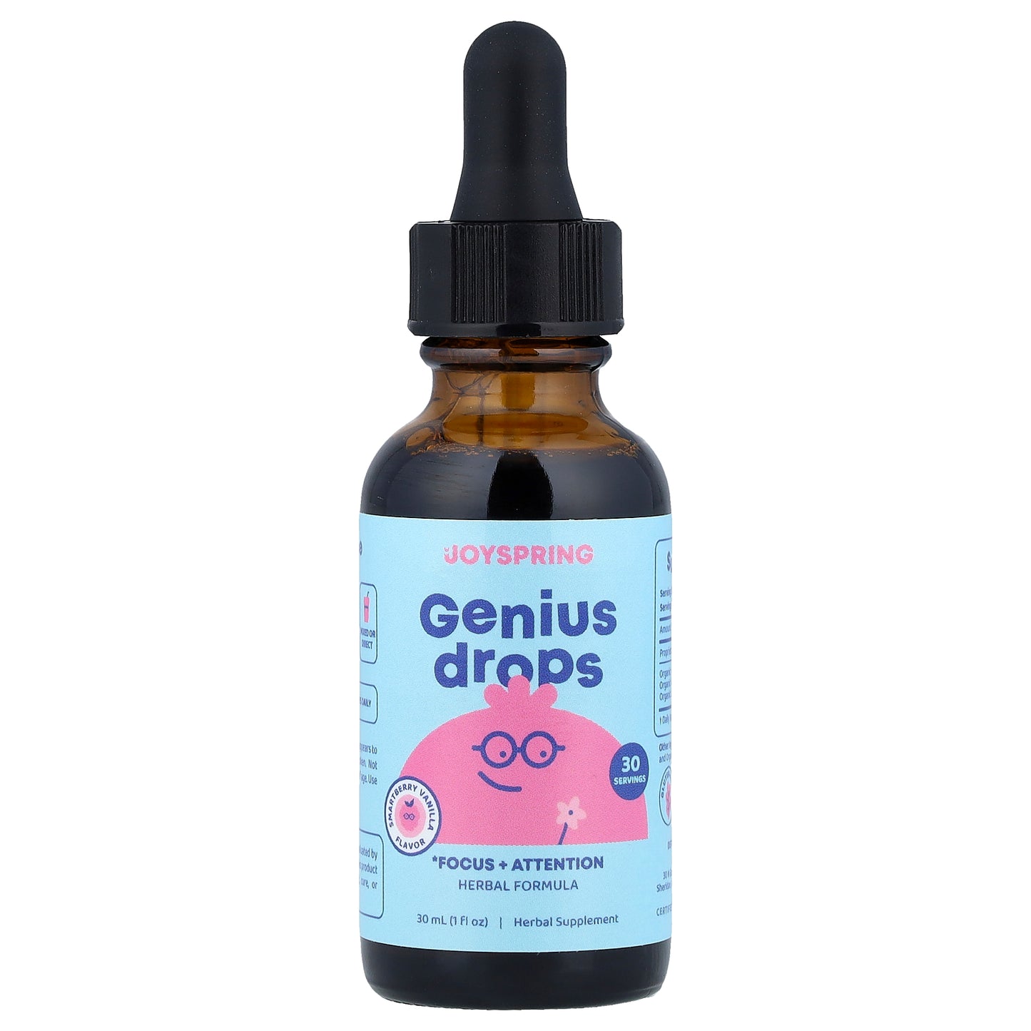 JoySpring, Genius Drops, Focus + Attention, Smartberry Vanilla, 1 fl oz (30 ml)