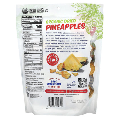 Made in Nature, Organic Dried Pineapples, Sun-Ripened, Unsulfured, 7.5 oz (213 g)