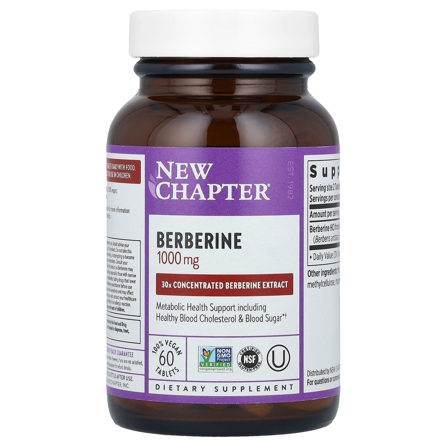 New Chapter, Berberine, 1,000 mg, 60 Vegan Tablets (500 mg per Tablet)