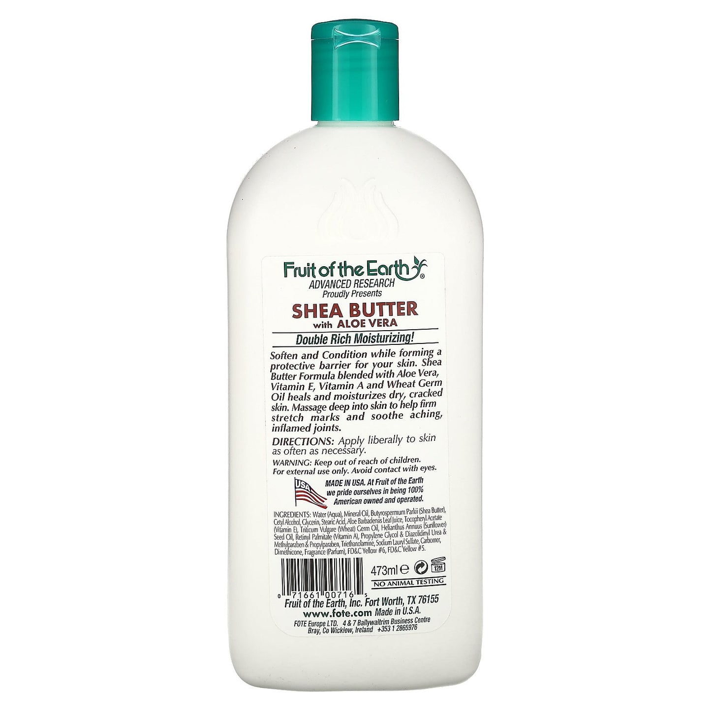 Fruit of the Earth, Skin Care Lotion, Shea Butter & Aloe Vera, 16 fl oz (473 ml)