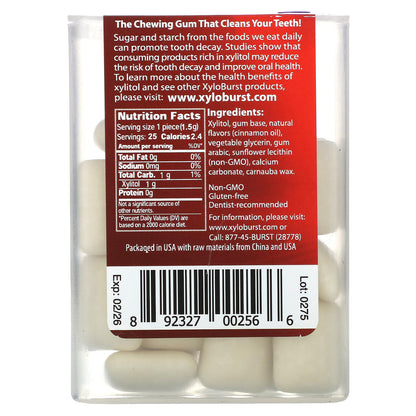 Xyloburst, Xylitol Gum, Cinnamon, 25 Pieces