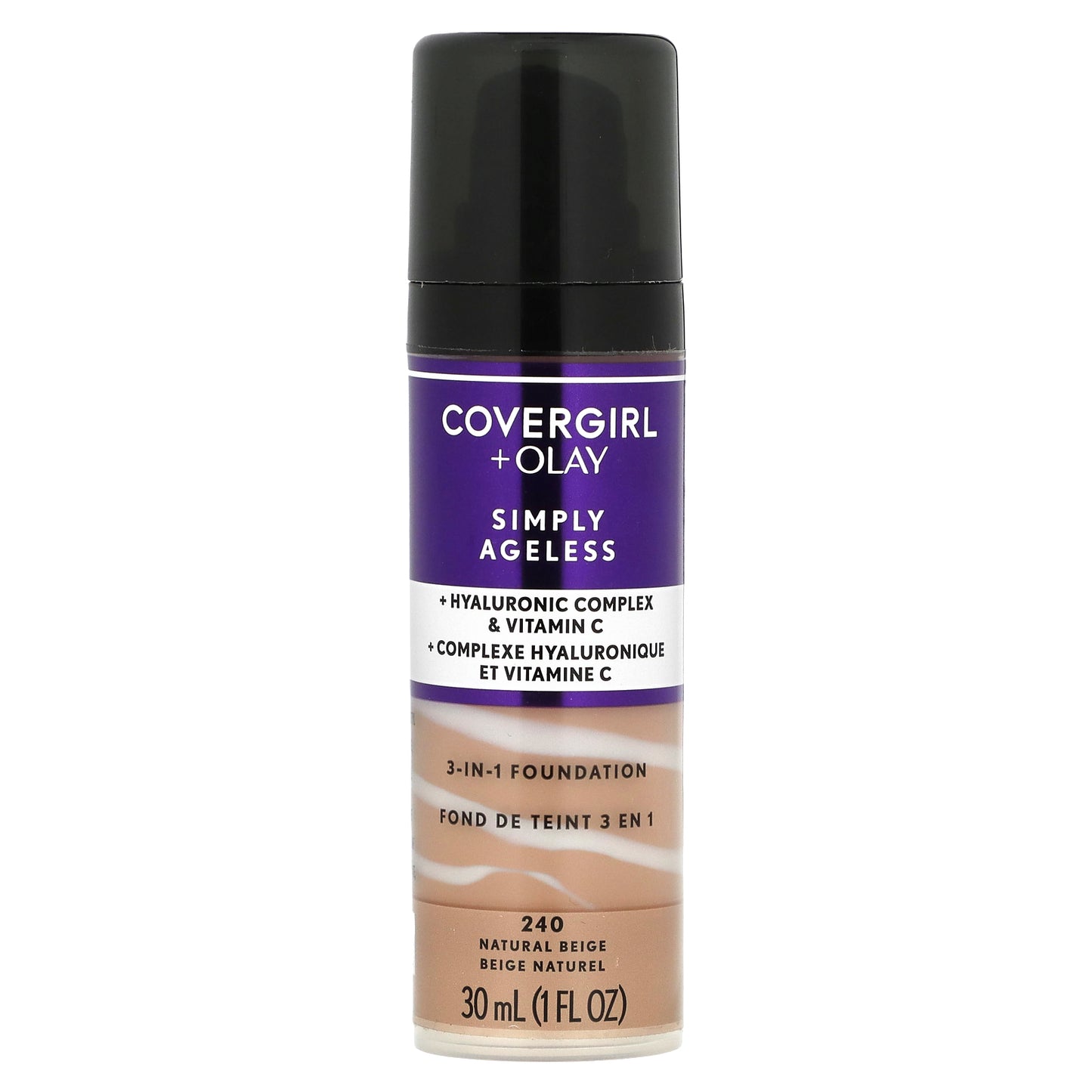 Covergirl, Olay Simply Ageless, 3-in-1 Foundation, 240 Natural Beige, 1 fl oz (30 ml)