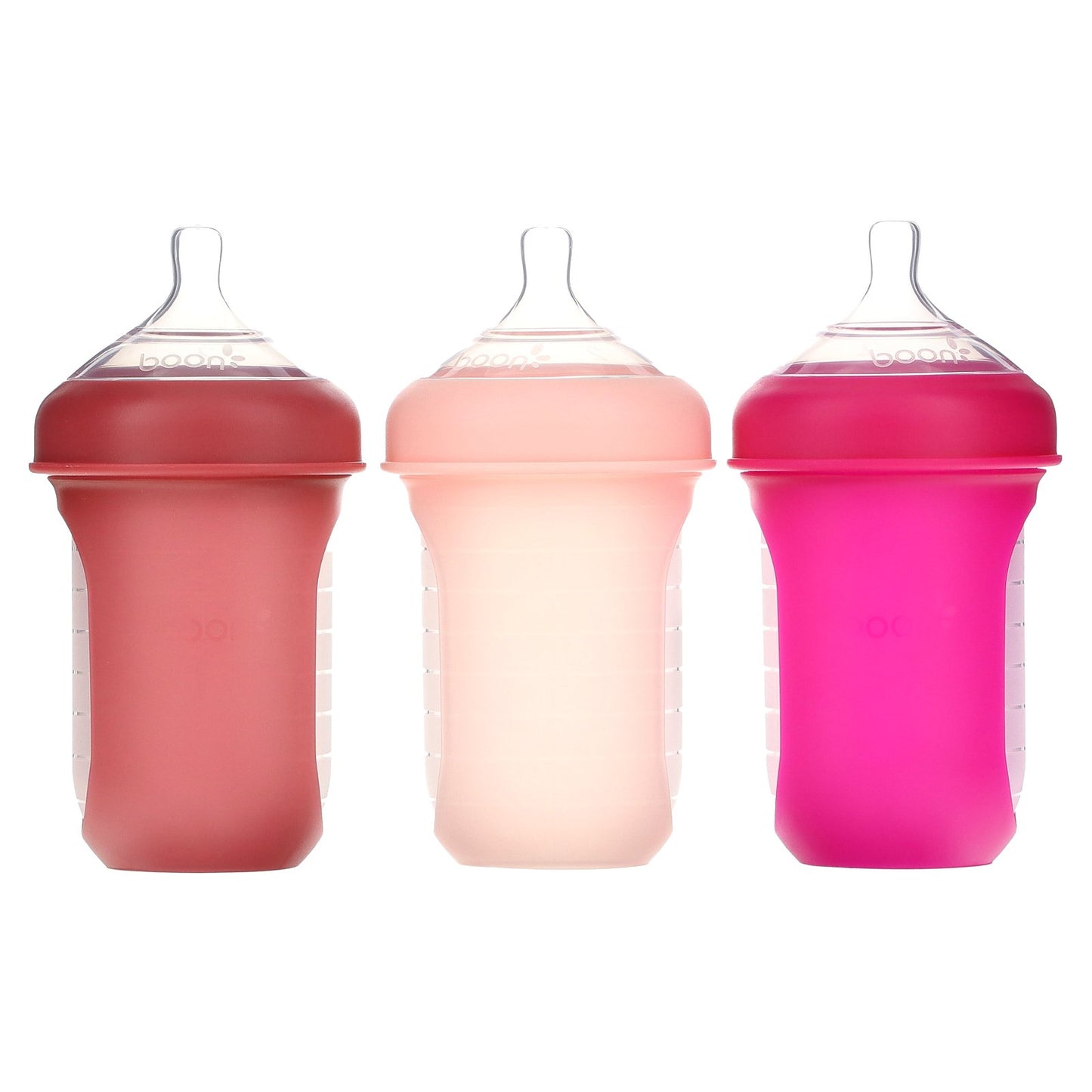 Boon, Nursh, Silicone Pouch Bottle, 3m+, Medium, 3 Bottles, 8 oz (236 ml) Each