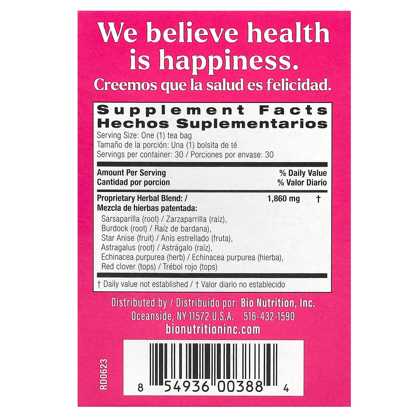 Bio Nutrition, Lymph Support Tea, Caffeine Free, 30 Tea Bags, 2 oz (56 g)