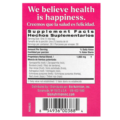 Bio Nutrition, Lymph Support Tea, Caffeine Free, 30 Tea Bags, 2 oz (56 g)