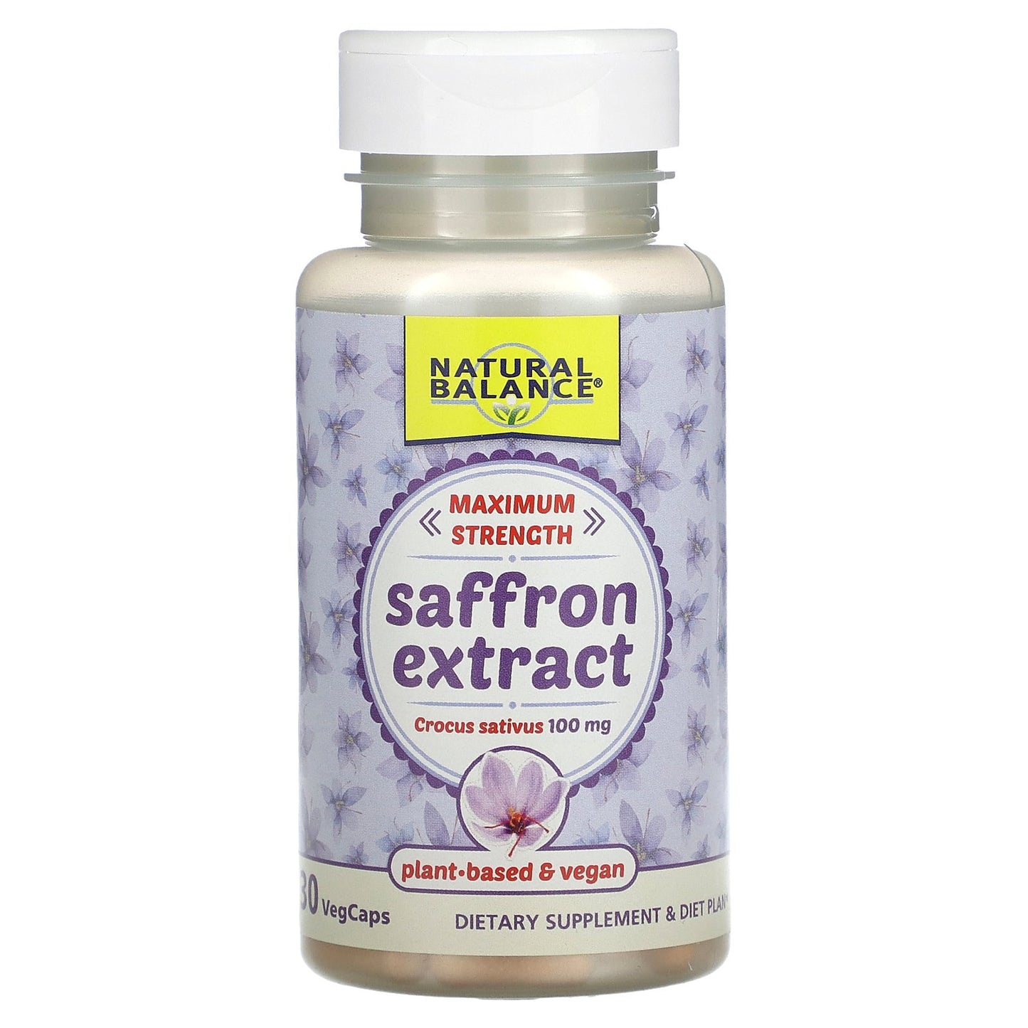 Natural Balance, Saffron Extract, Maximum Strength, 100 mg, 30 VegCaps