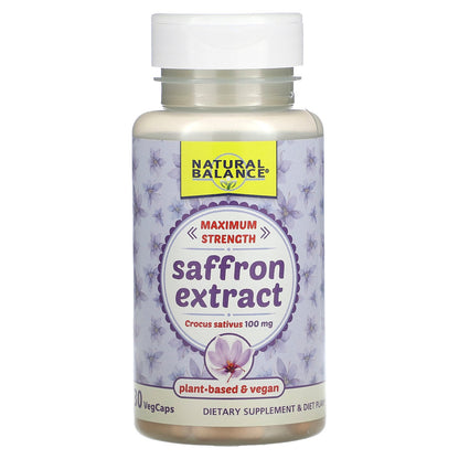 Natural Balance, Saffron Extract, Maximum Strength, 100 mg, 30 VegCaps