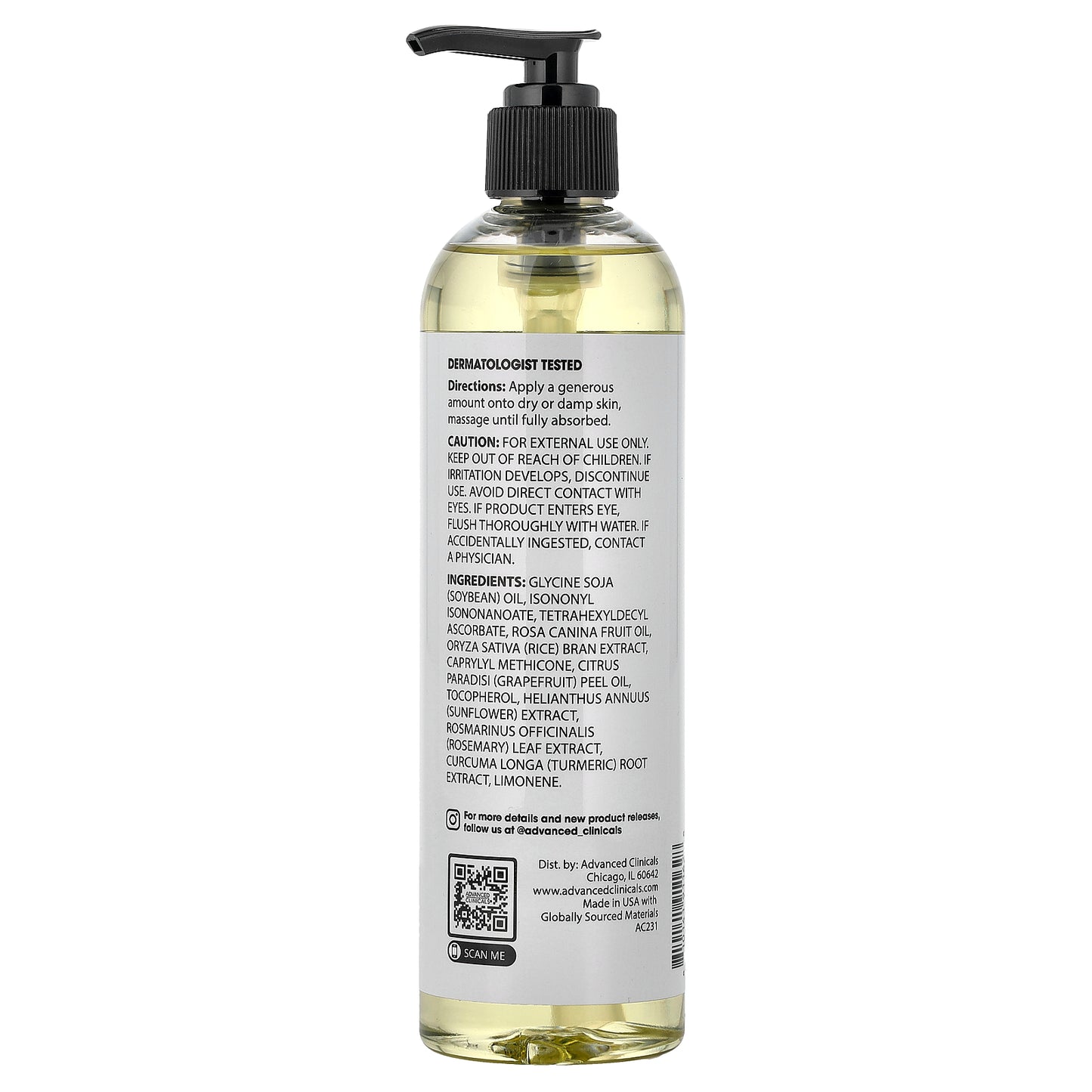 Advanced Clinicals, Vitamin C, Brightening Body Oil, 12 fl oz (355 ml)