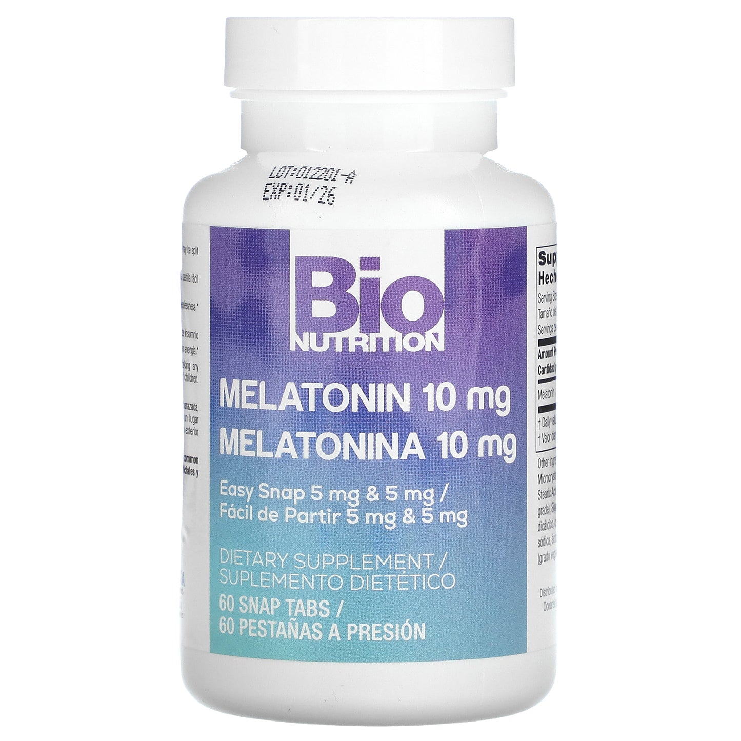 Bio Nutrition, Melatonin, 10 mg, 60 Snap Tabs