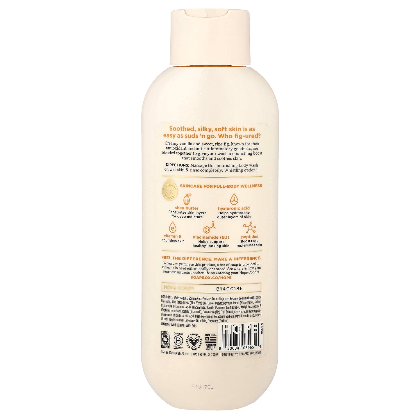 Soapbox, Restoring Body Wash, Vanilla Bean + Fig, 20 fl oz (591 ml)