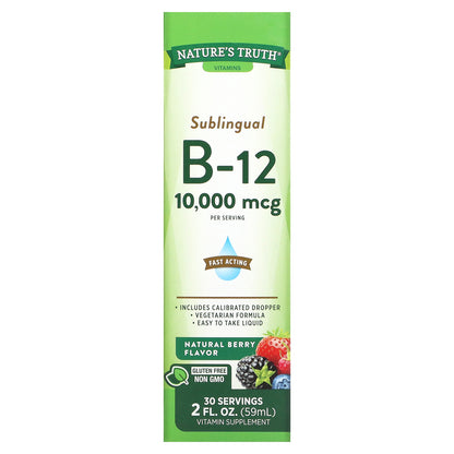 Nature's Truth, Sublingual B-12, Natural Berry, 10,000 mcg, 2 fl oz (59 ml)