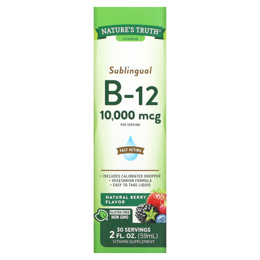 Nature's Truth, Sublingual B-12, Natural Berry, 10,000 mcg, 2 fl oz (59 ml)