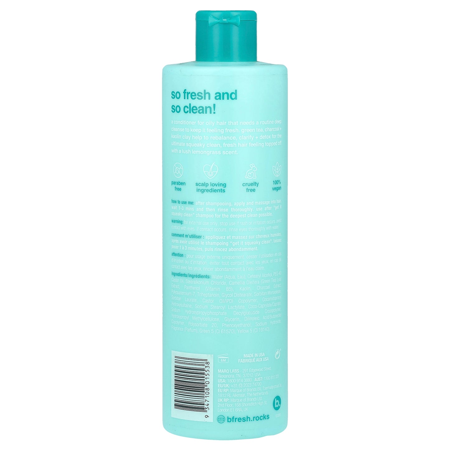 b.fresh, Get It Squeaky Clean, Deep Cleansing Conditioner, For Oily Hair, Lush Lemongrass, 12 fl oz (355 ml)