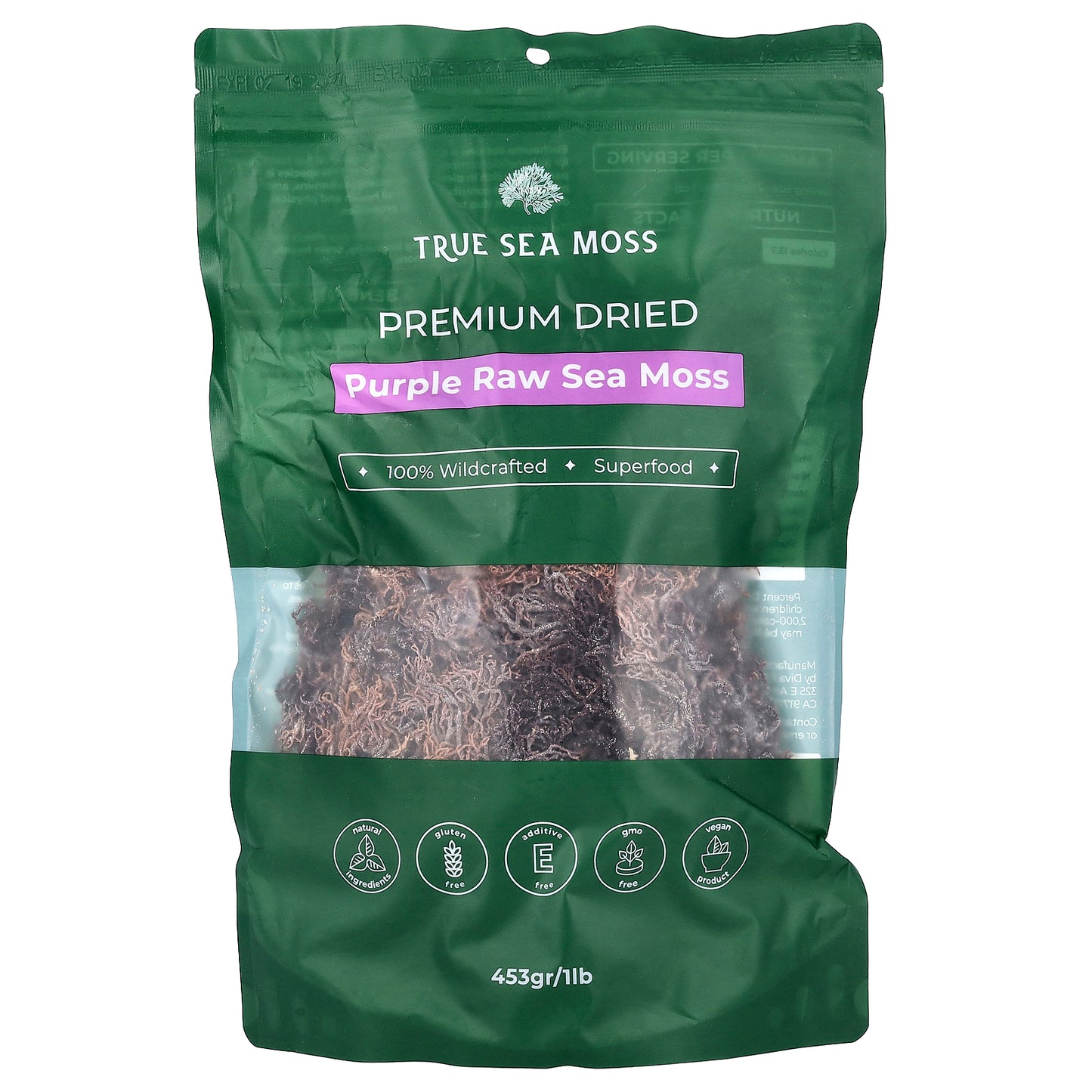 True Sea Moss, Purple Raw Sea Moss , 1 lb (453 g)
