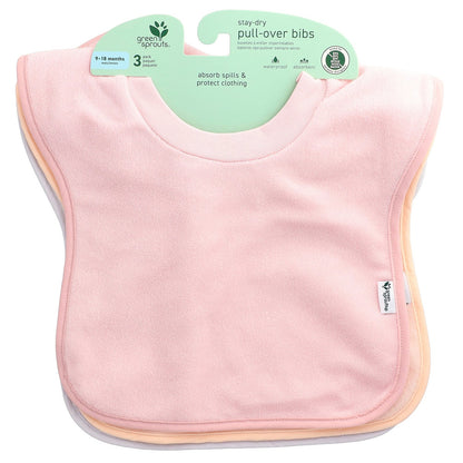 Green Sprouts, Stay-Dry Pull-Over Bibs, 9-18 Months, 3 Pack