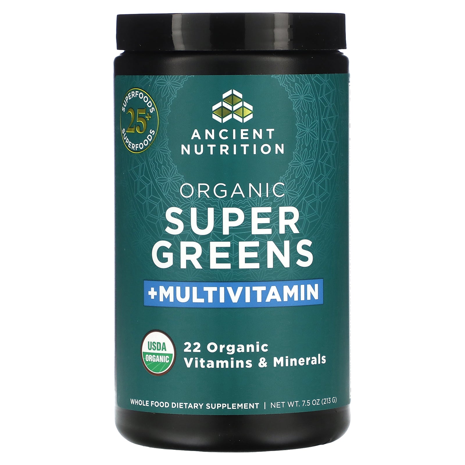 Ancient Nutrition, Organic Super Greens + Multivitamin, 7.5 oz (213 g)