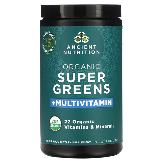 Ancient Nutrition, Organic Super Greens + Multivitamin, 7.5 oz (213 g)
