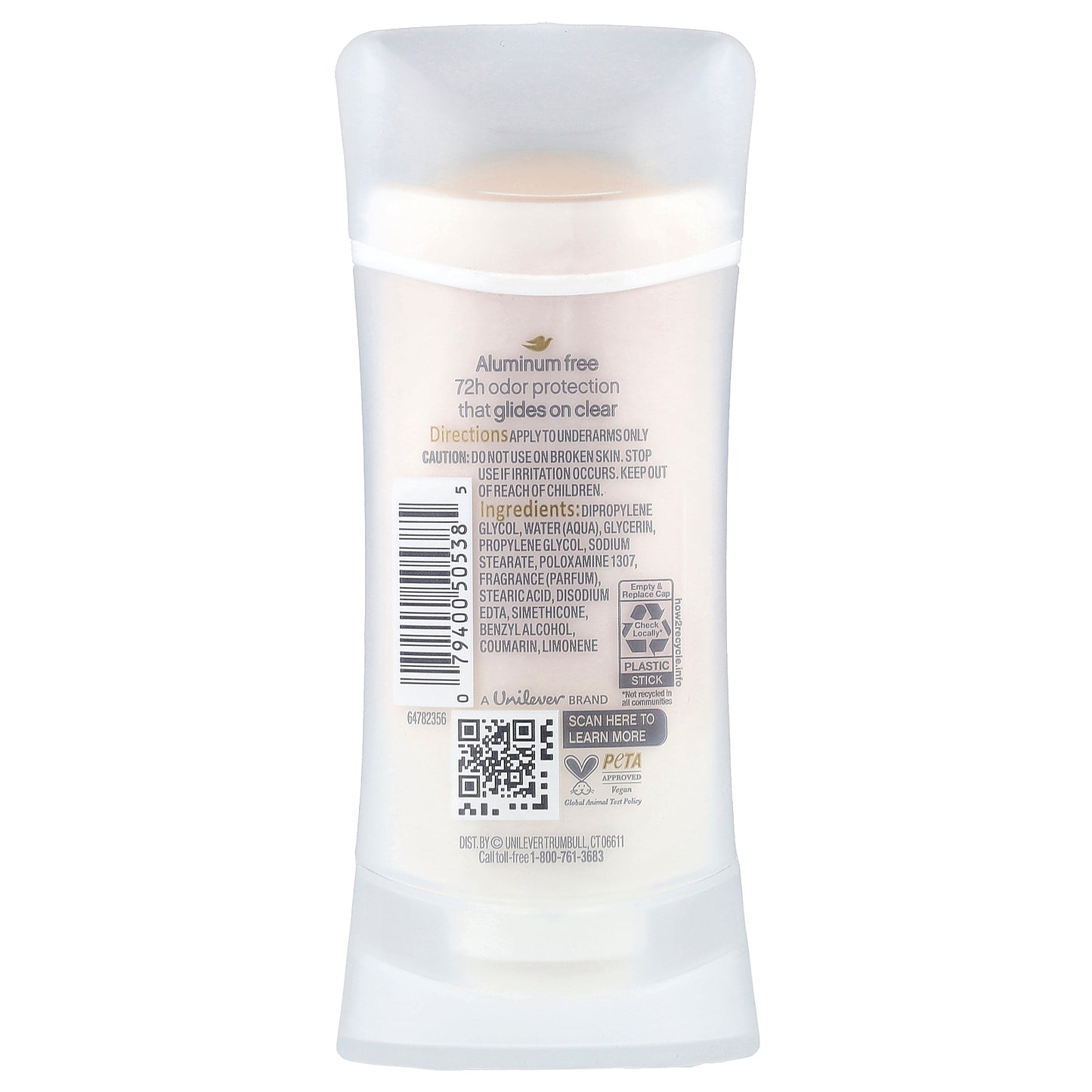 Dove, Aluminum Free Deodorant, Oat Milk & Vanilla, 2.6 oz (74 g)