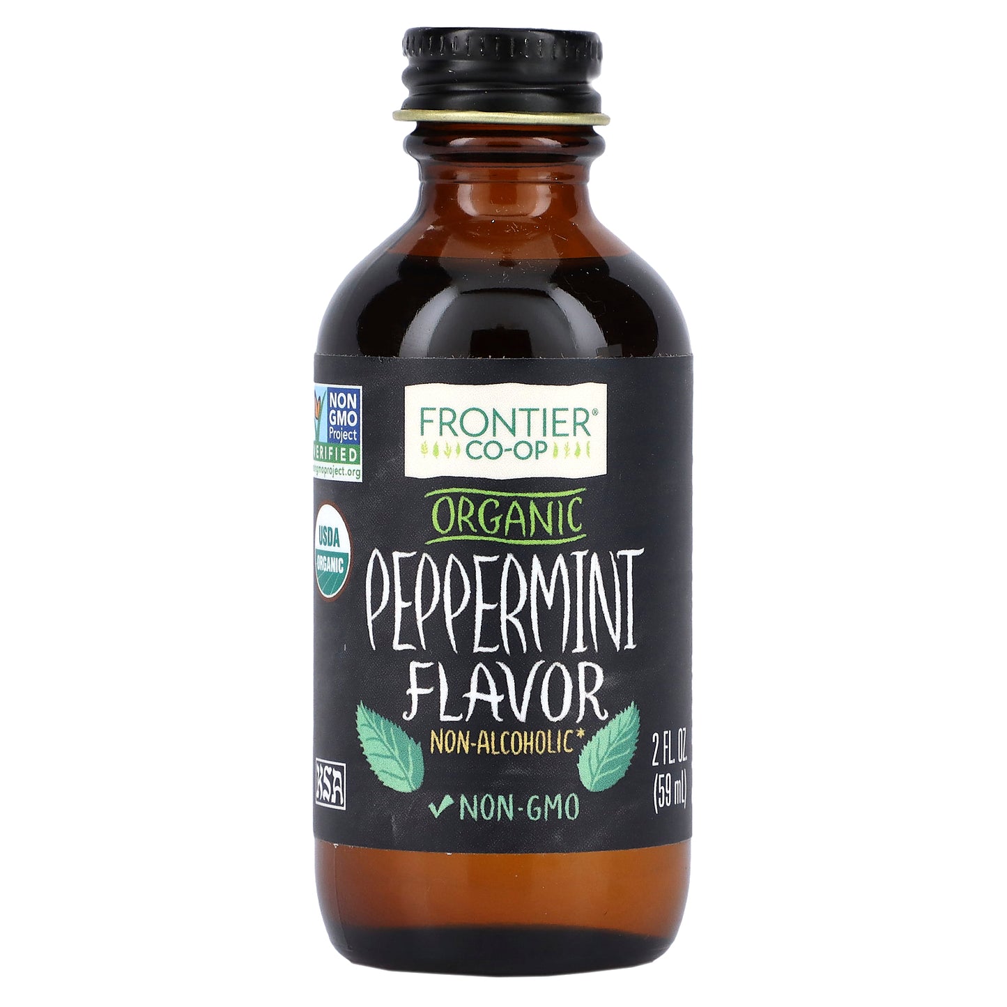 Frontier Co-op, Organic Peppermint Flavor, Non-Alcoholic, 2 fl oz (59 ml)