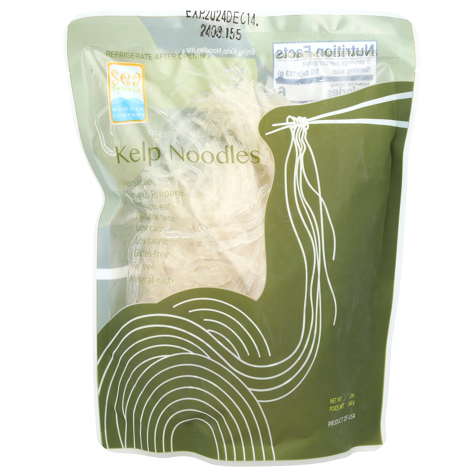 Sea Tangle Noodle Company, Kelp Noodles, 12 oz (340 g)