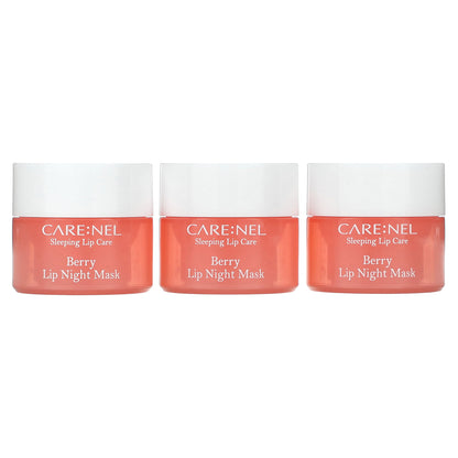 Care:Nel, Lip Night Mask, Berry, 3 Pieces, (5 g) Each