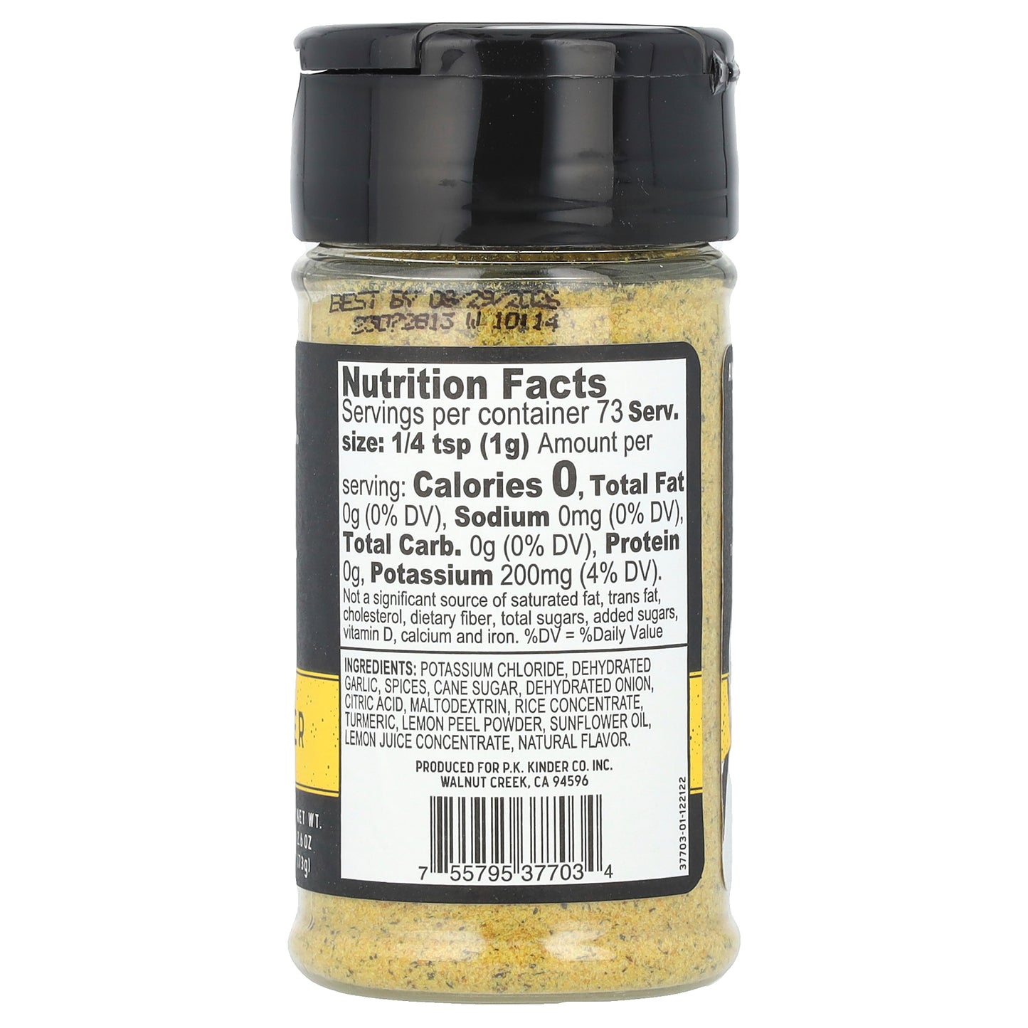 KINDER'S, No Salt Seasoning, Lemon Pepper, 2.6 oz (73 g)