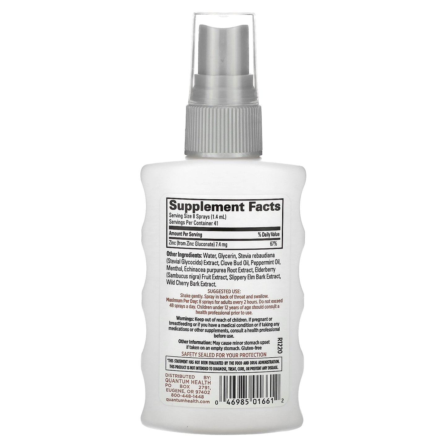 Quantum Health, TheraZinc, Immune Support Throat Spray, Peppermint, 7.4 mg, 2 fl oz (59 ml)