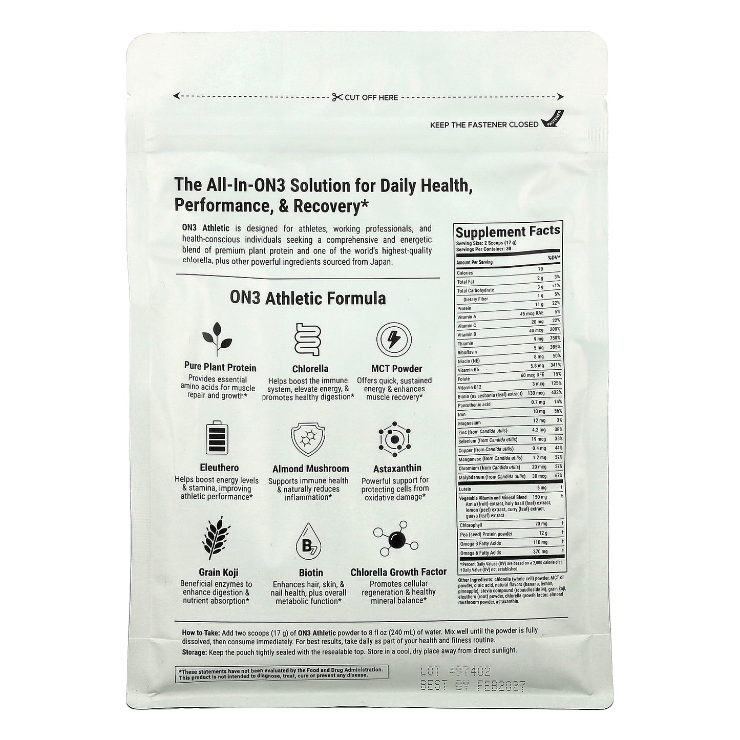 Sun Chlorella, On3 Athletic, 18 oz (510 g)