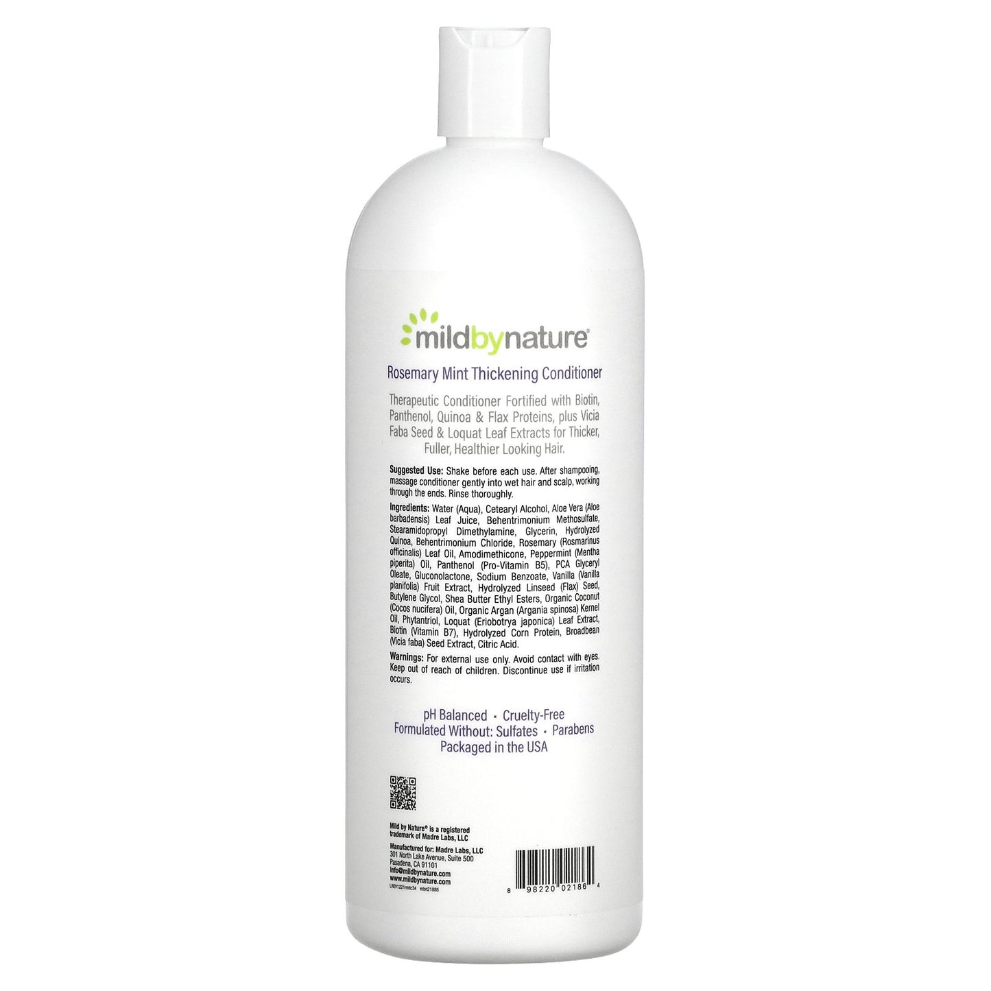 Mild By Nature, Thickening Conditioner, B-Complex & Biotin, Rosemary Mint, 34 fl oz (1,005 ml)