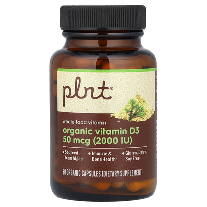 Plnt, Organic Vitamin D3, 50 mcg (2,000 IU), 60 Organic Capsules