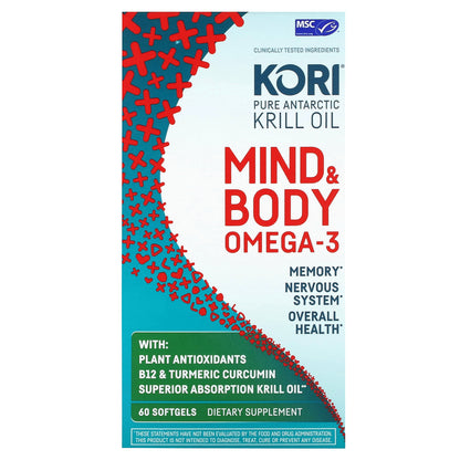 Kori, Pure Antarctic Krill Oil, Mind & Body Omega-3, 60 Softgels