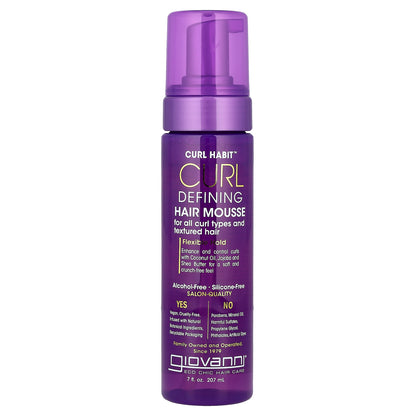 Giovanni, Curl Habit™, Defining Hair Mousse, For All Curl Types and Textured Hair, 7 fl oz (207 ml)