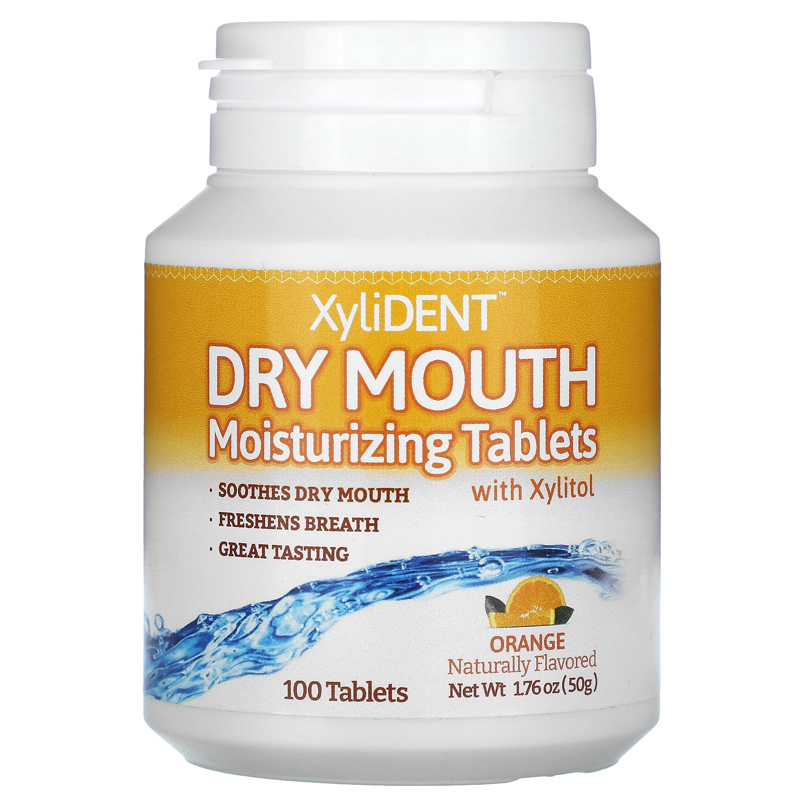 XyliDENT, Dry Mouth Moisturizing Tablets with Xylitol, Orange, 100 Tablets