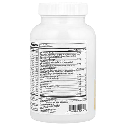 Super Nutrition, SimplyOne®, 50+ Women Multivitamin + Super Complexes with Vitamin A, Vitamin C, Minerals, and Botanicals, Iron Free, 90 Tablets