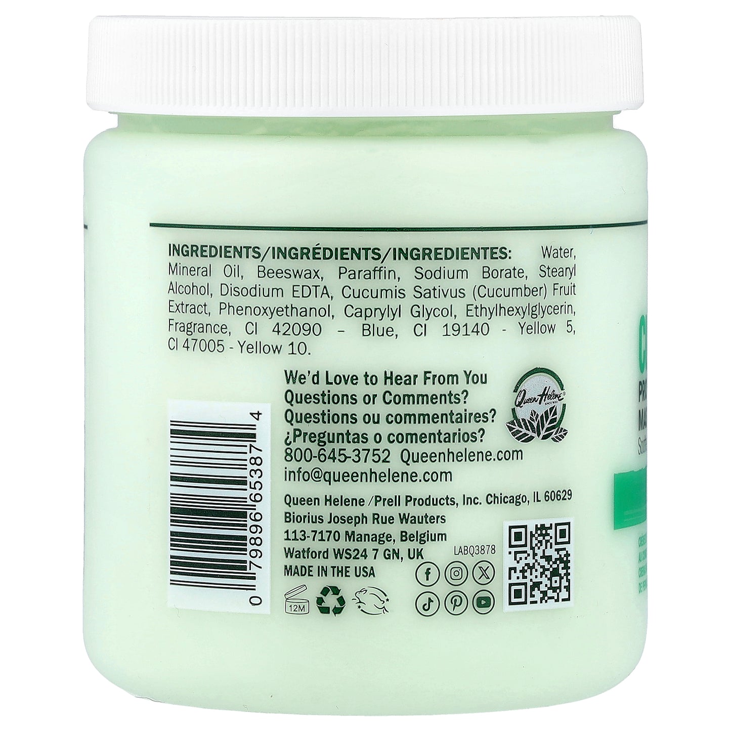 Queen Helene, Professional Massage Cream, Cucumber, 15 oz (425 g)