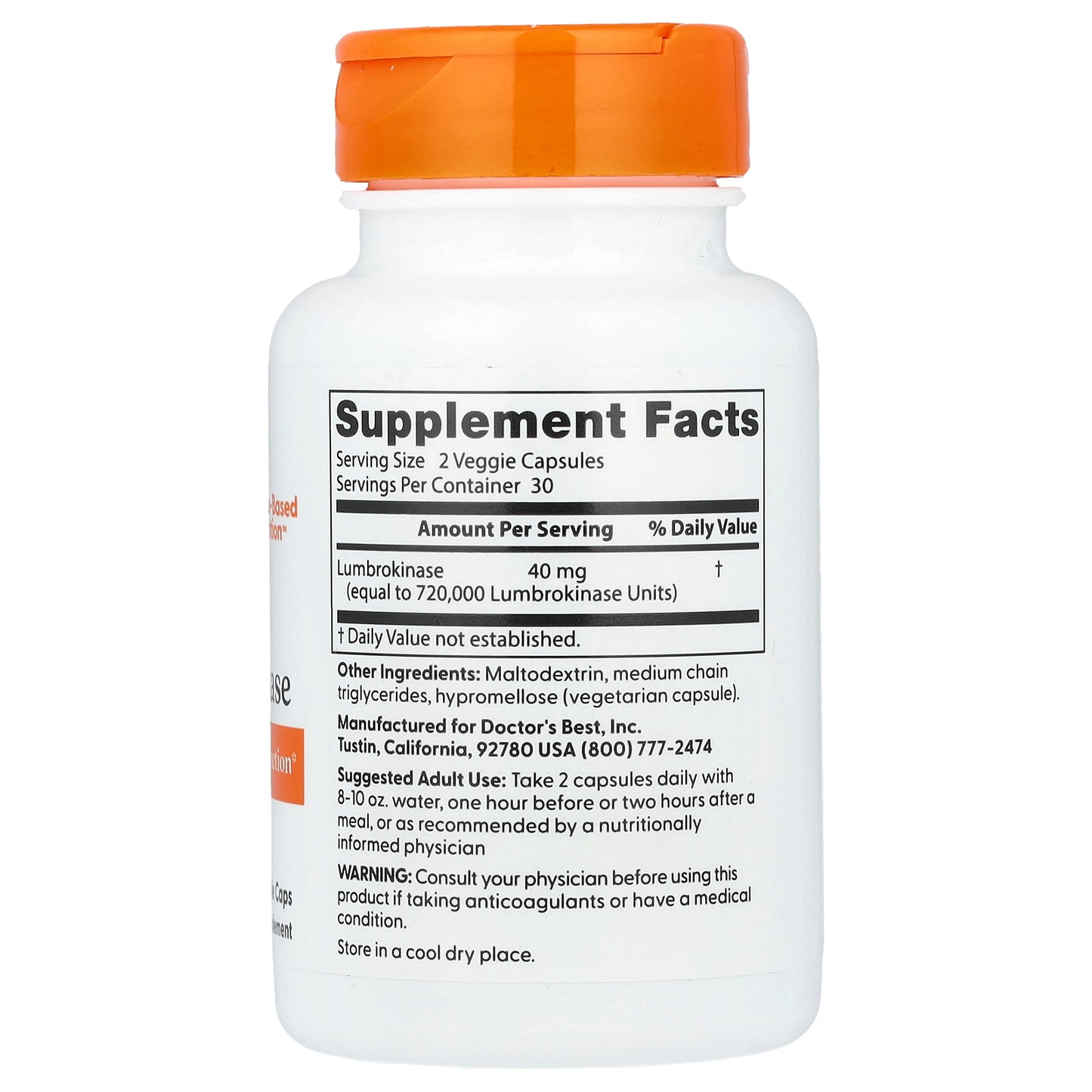 Doctor's Best, Lumbrokinase, 60 Veggie Caps (20 mg per Cap)