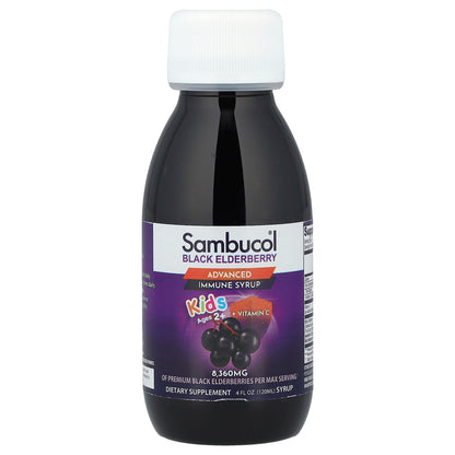 Sambucol, Kids, Black Elderberry, Advanced Immune Syrup, 2 Years & Older, Berry, 4 fl oz (120 ml)