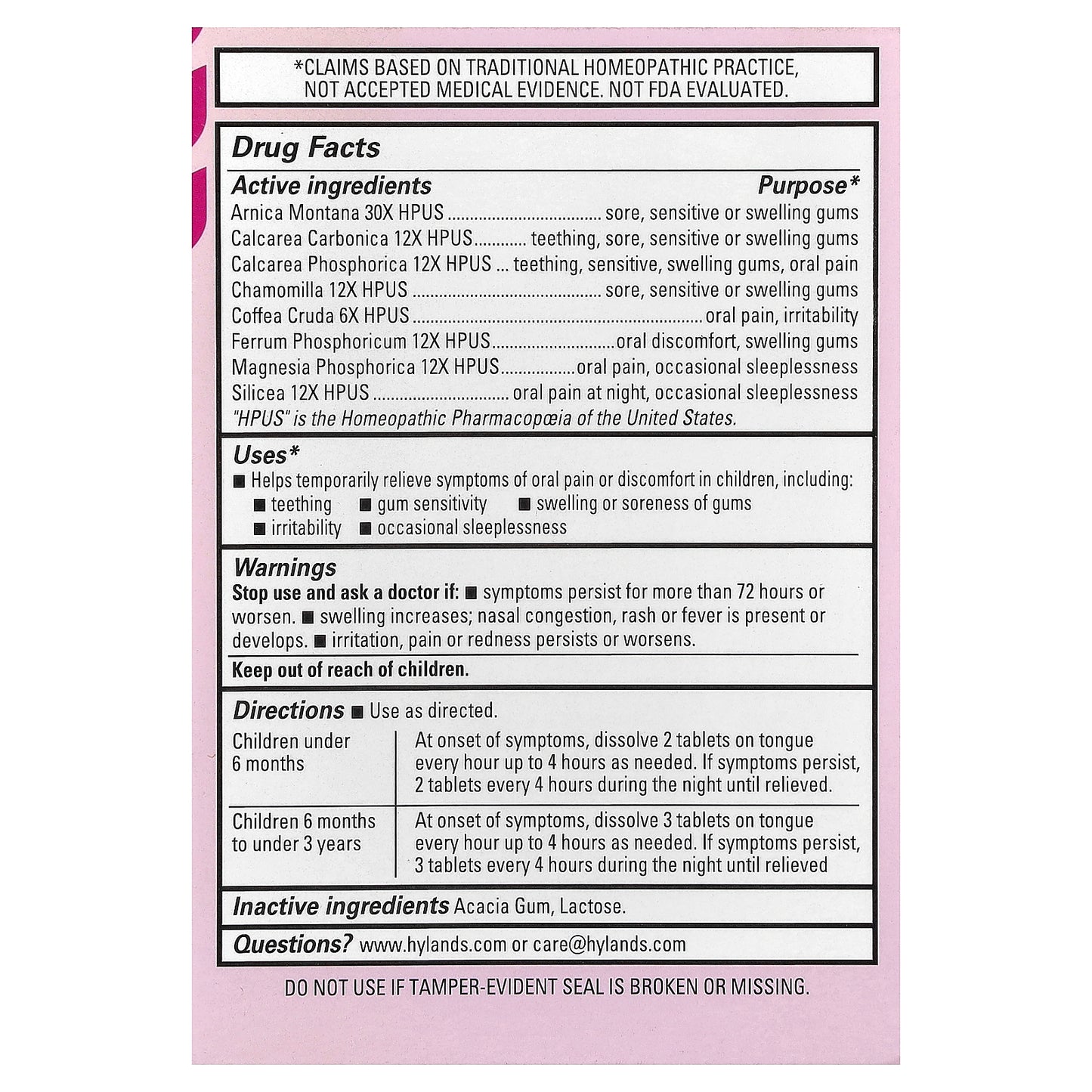 Hyland's Naturals, Baby, Oral Pain Relief, Nighttime, 0+ Months, 125 Quick-Dissolving Tablets