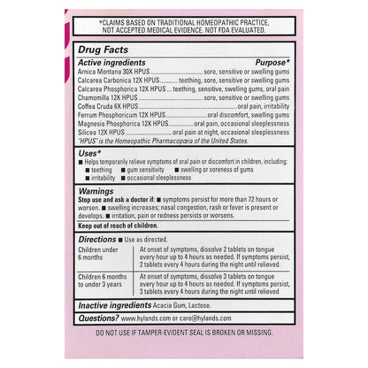 Hyland's Naturals, Baby, Oral Pain Relief, Nighttime, 0+ Months, 125 Quick-Dissolving Tablets
