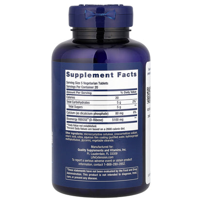 Life Extension, D-Ribose Tablets, 100 Vegetarian Tablets