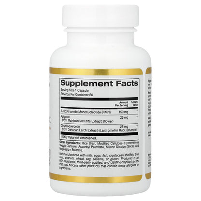 California Gold Nutrition, NMN Flavonoid Complex with Apigenin and Dihydroquercetin, 60 Veggie Capsules