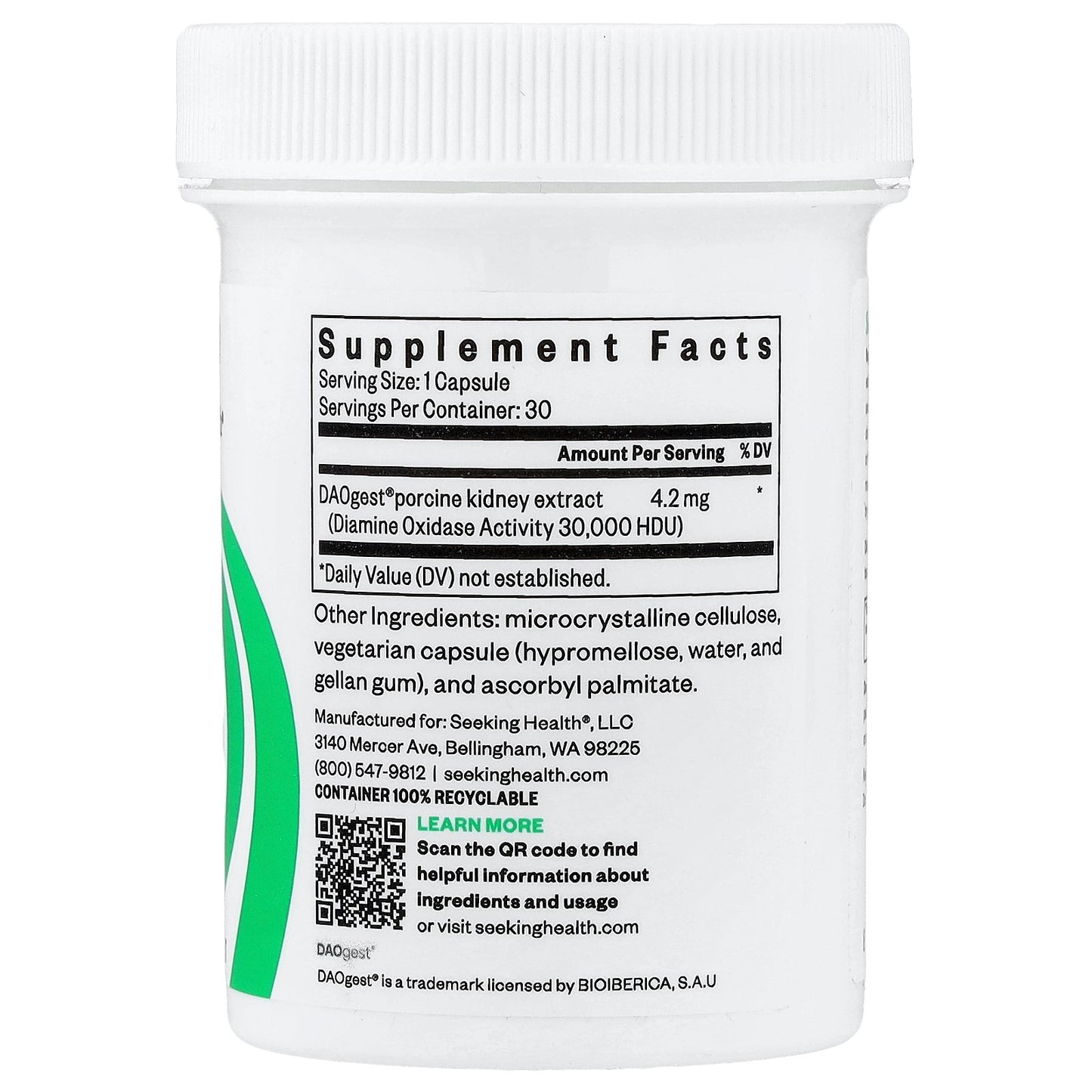 Seeking Health, DAO Enzyme , 30 Capsules (4.2 mg Per Capsule)