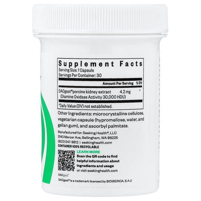 Seeking Health, DAO Enzyme , 30 Capsules (4.2 mg Per Capsule)