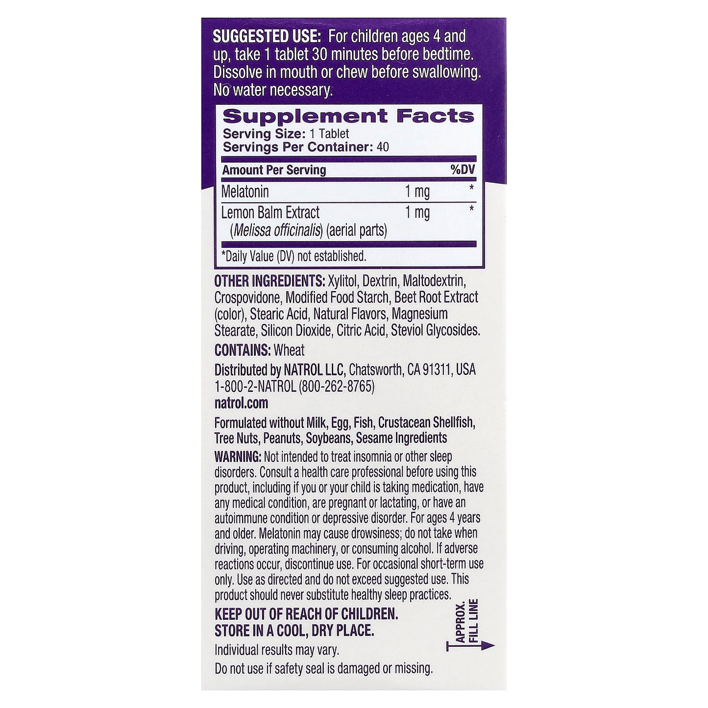 Natrol, Kids, Melatonin, Ages 4+, Strawberry, 40 Tablets