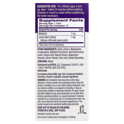 Natrol, Kids, Melatonin, Ages 4+, Strawberry, 40 Tablets