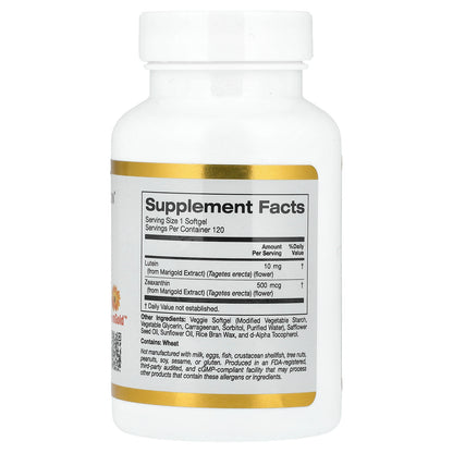 California Gold Nutrition, Lutein with Zeaxanthin from Marigold Extract, 10 mg, 120 Veggie Softgels