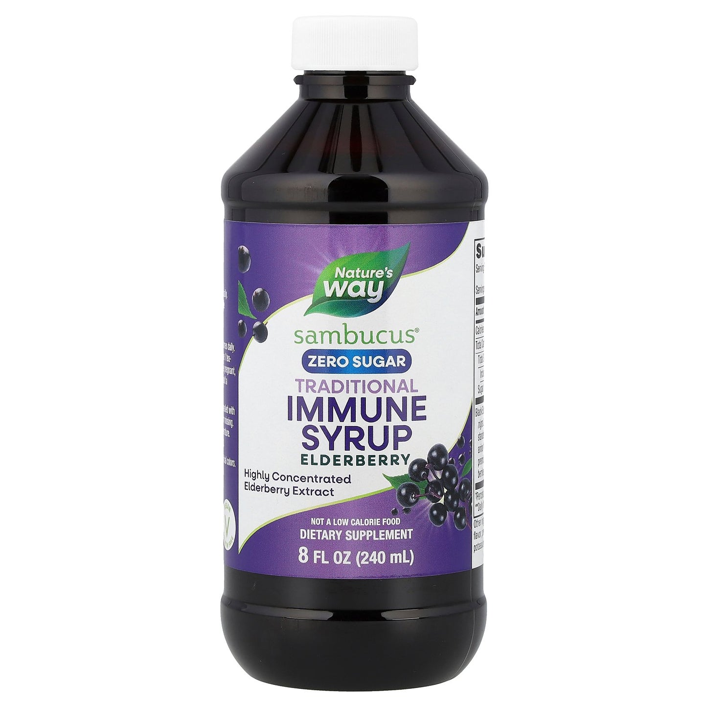 Nature's Way, Sambucus®, Traditional Immune Syrup, Zero Sugar, Elderberry, 50 mg, 8 fl oz (240 ml)