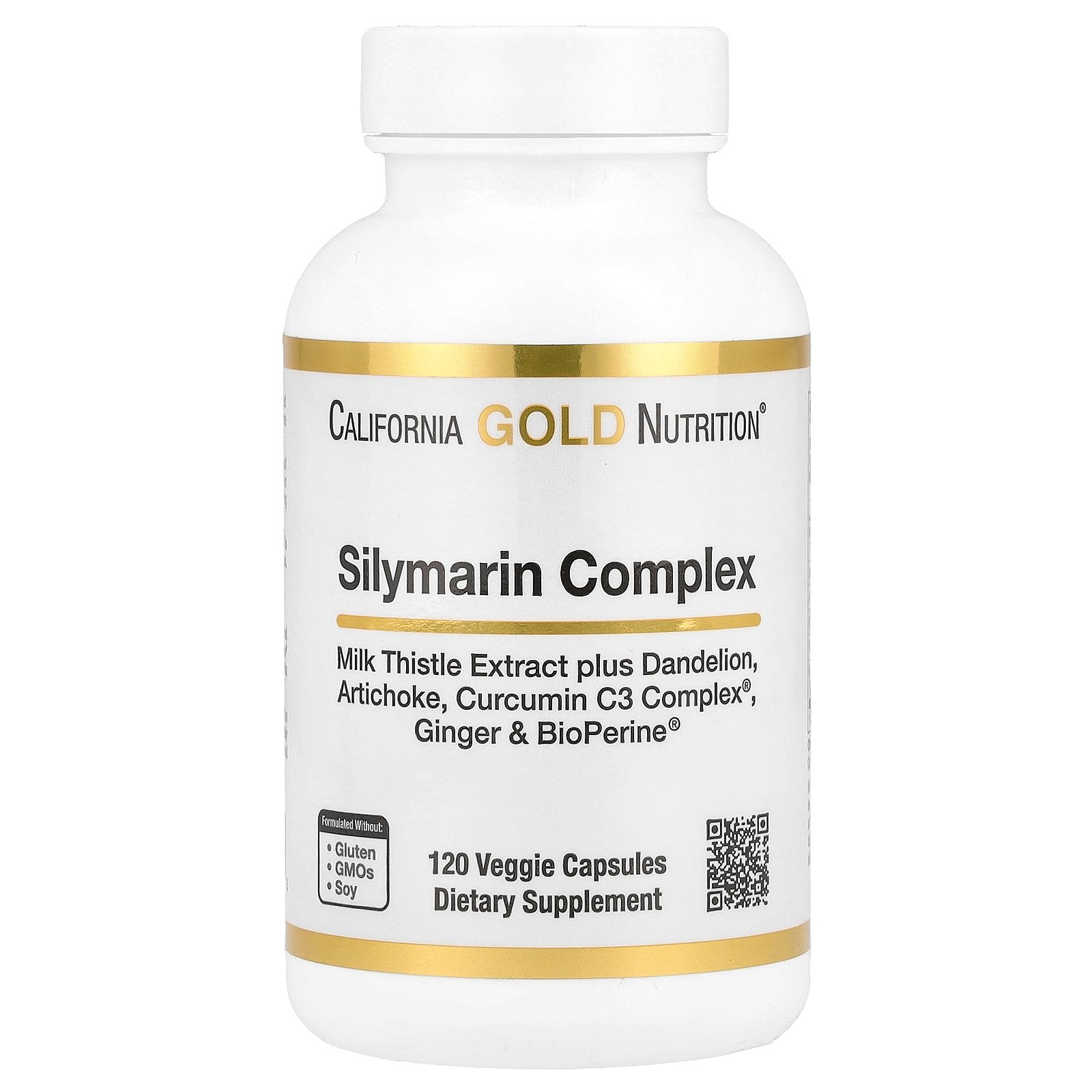 California Gold Nutrition, Silymarin Complex, Milk Thistle Extract Plus Dandelion, Artichoke, Curcumin C3 Complex®, Ginger, and BioPerine®, 120 Veggie Capsules